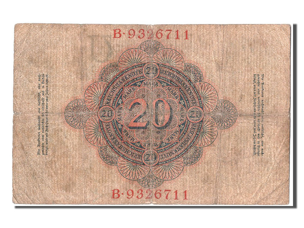 Germany, 20 Mark, 1910, KM #40b, 1910-04-21, VF(20-25), B.9326711