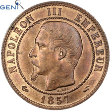 France, Napoleon III, 10 Centimes, 1857, Paris, Bronze, GENI, MS(60-62)