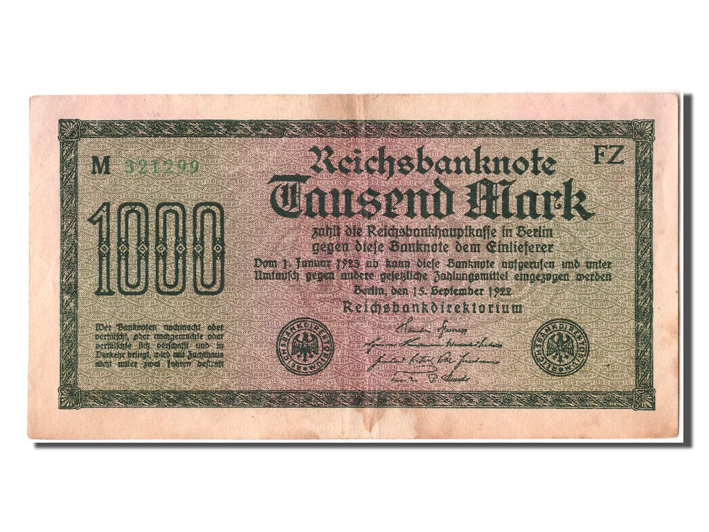 Banknot, Niemcy, 1000 Mark, 1922, 1922-09-15, EF(40-45)
