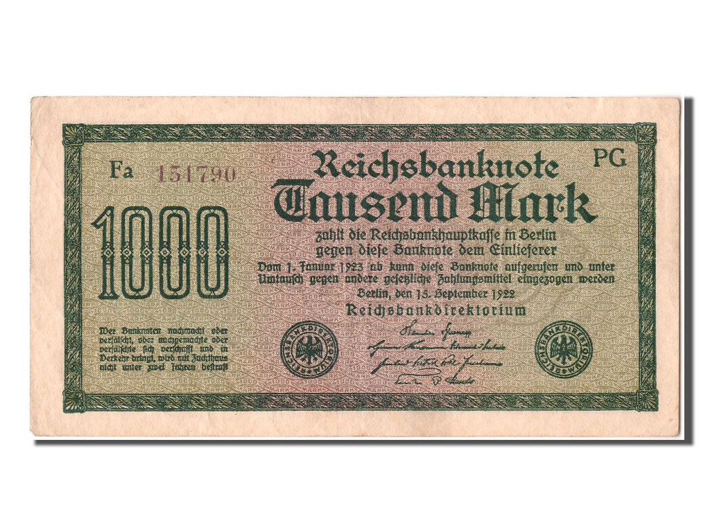 Banknote, Germany, 1000 Mark, 1922, 1922-09-15, AU(50-53)