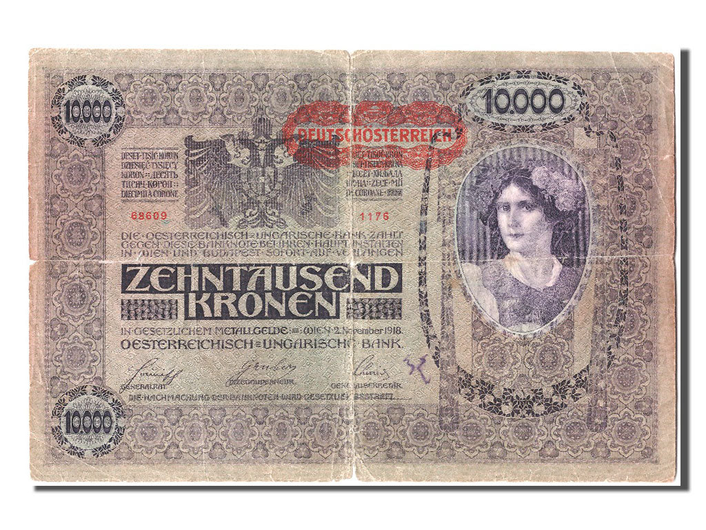 Biljet, Oostenrijk, 10,000 Kronen, TB