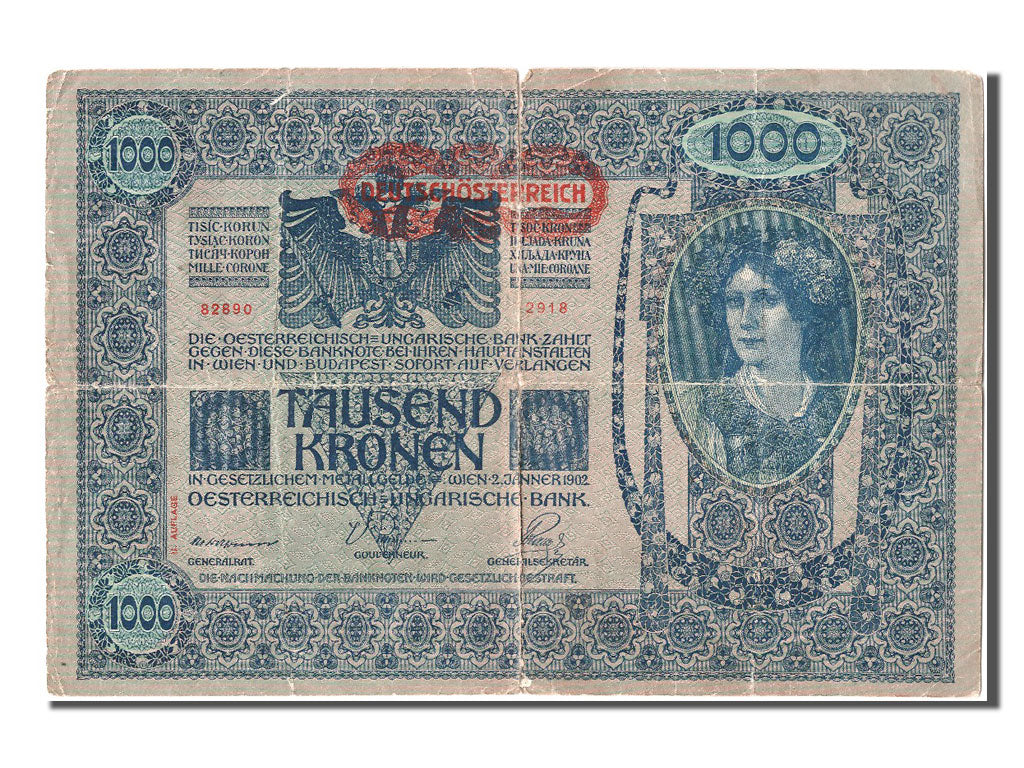 Austria, 1000 Kronen, KM #60, VG(8-10), 82890 2918