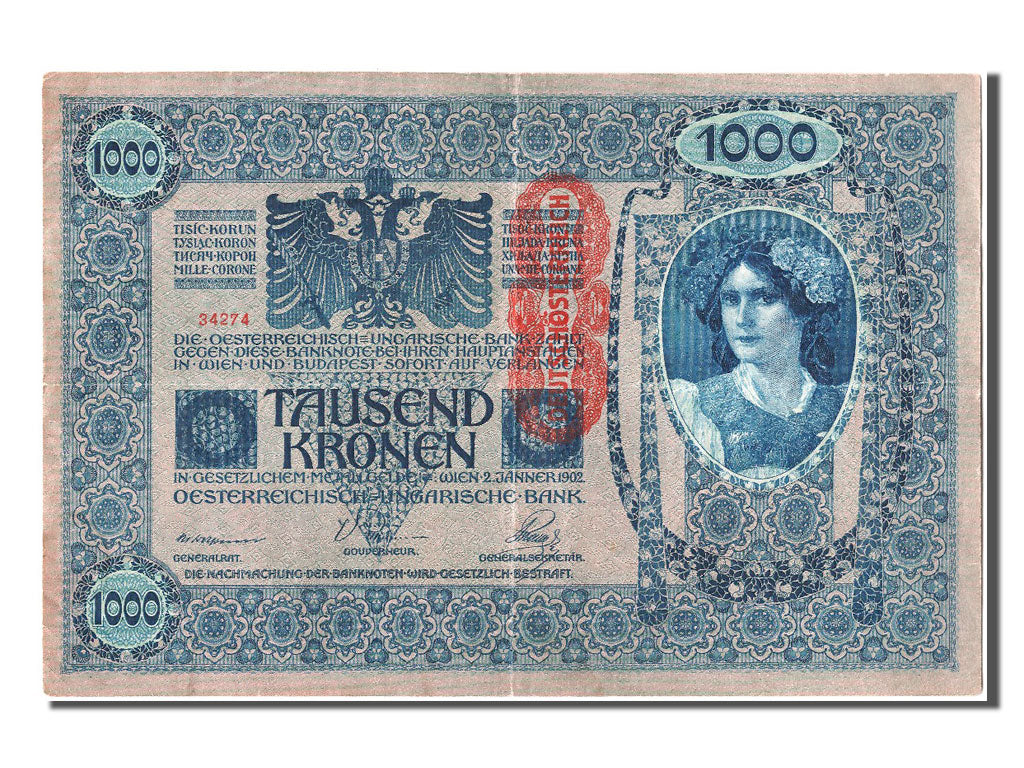 Austria, 1000 Kronen, KM #59, AU(50-53), 34274