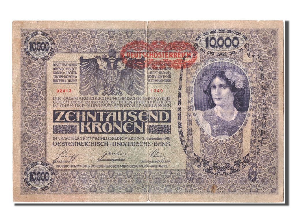Geldschein, Österreich, 10,000 Kronen, S