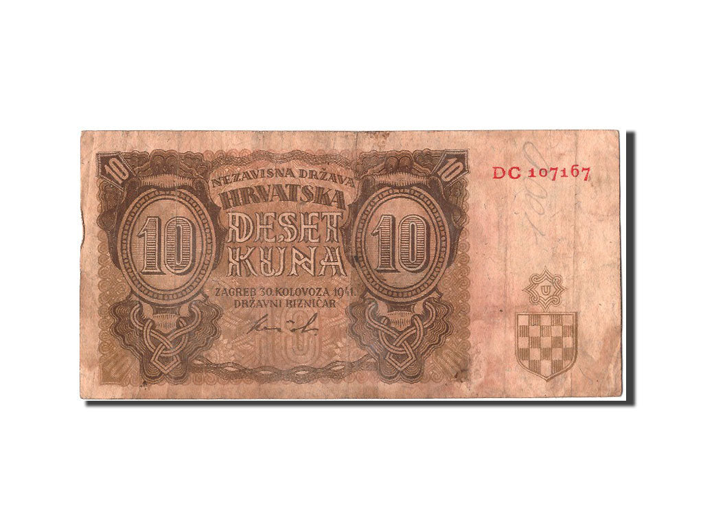 Croatia, 10 Kuna, 1941, KM #5b, 1941-08-30, VF(30-35), DC107167