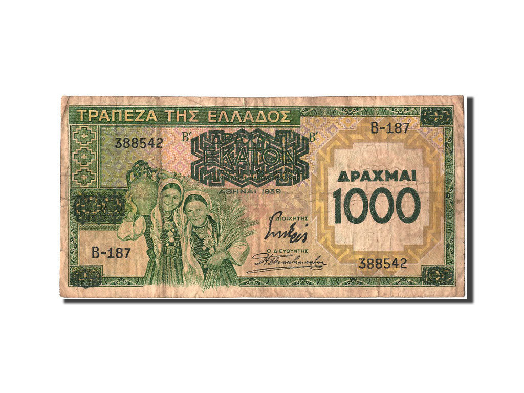 Grèce, 1000 Drachmai / 100 Drachmai type 1939