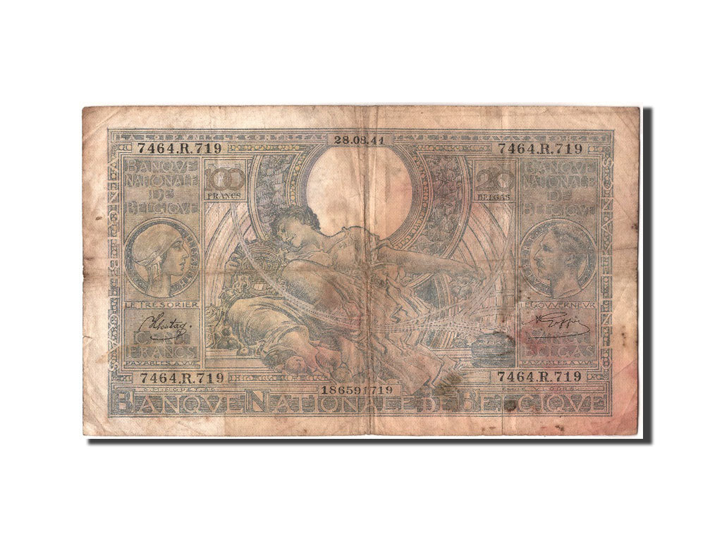 Banknote, Belgium, 100 Francs-20 Belgas, 1941, 1941-08-28, F(12-15)