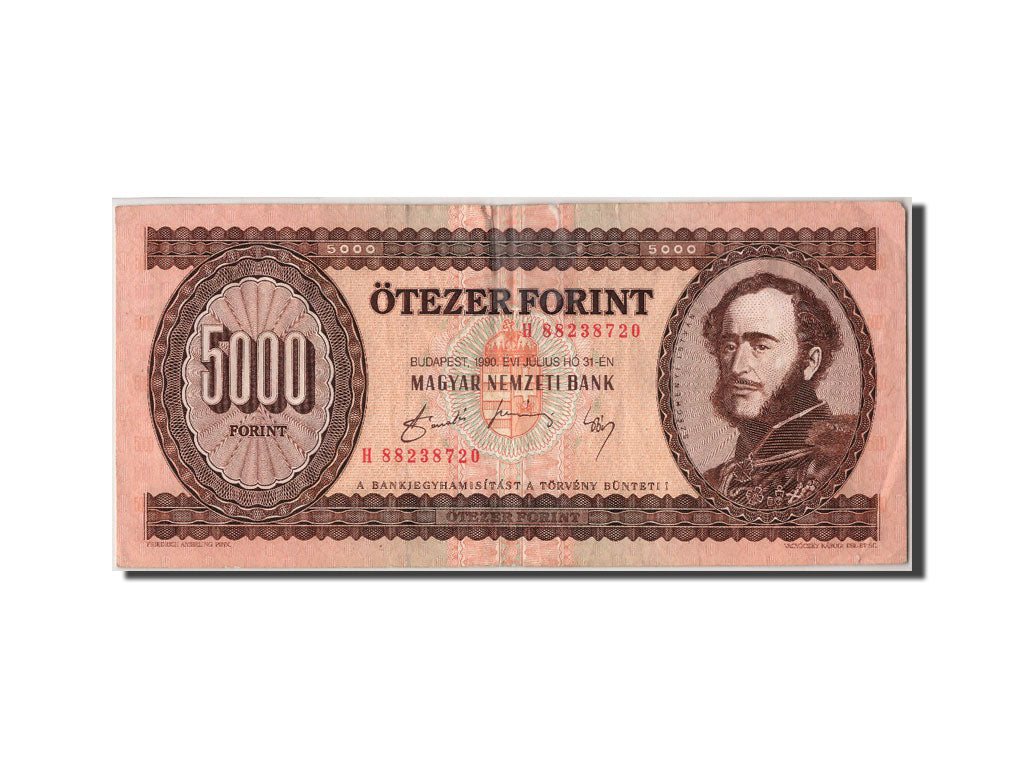Ungheria, 5000 Forint, 1990, 1990-07-31, BB+