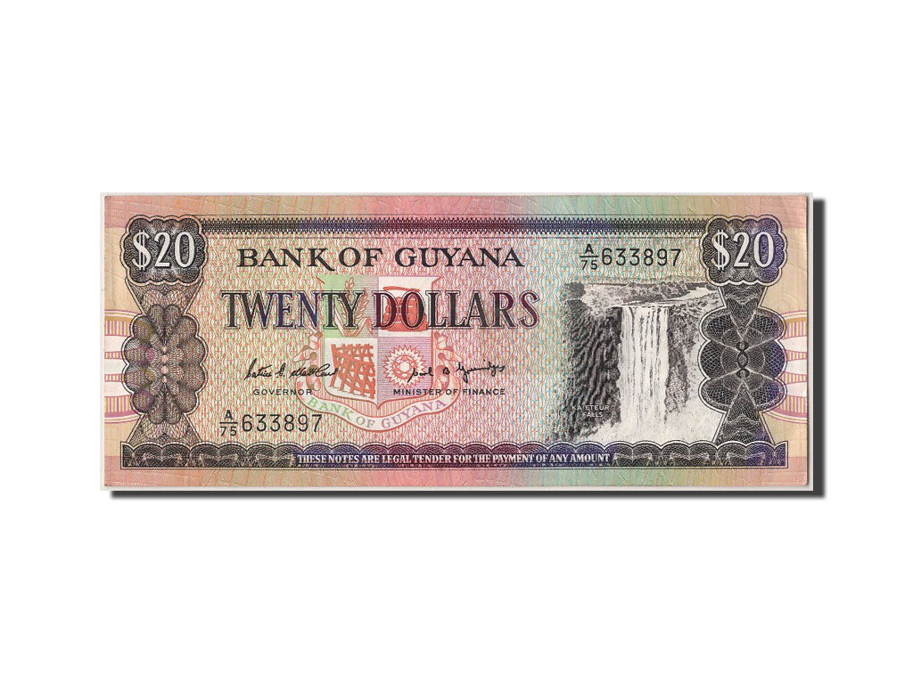 Guyana, 20 Dollars, KM #27, UNC(63), A/75 633897