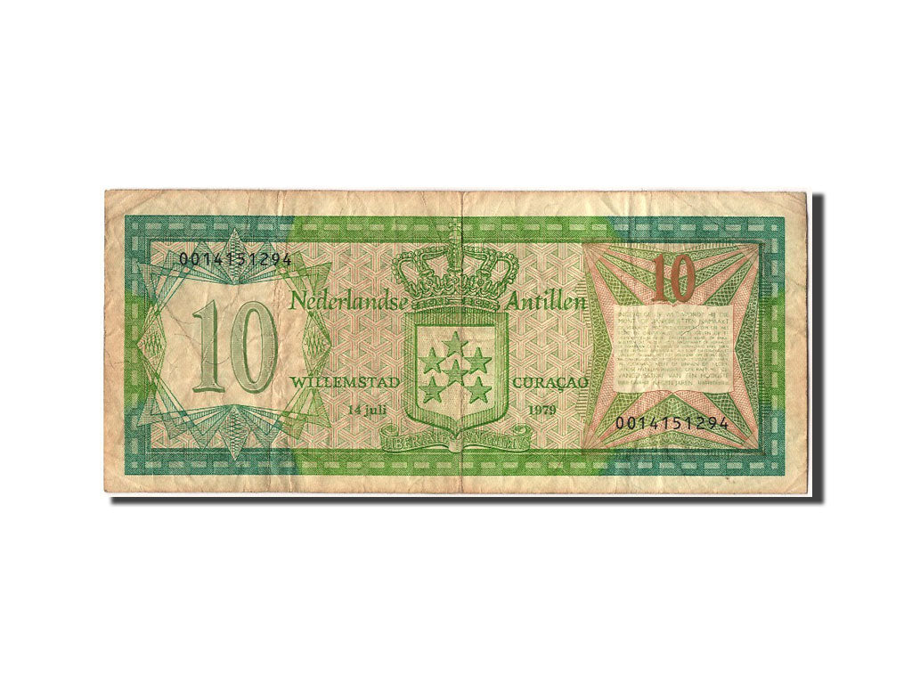 Netherlands Antilles, 10 Gulden, 1979, KM #16a, 1979-07-14, VF(30-35),...