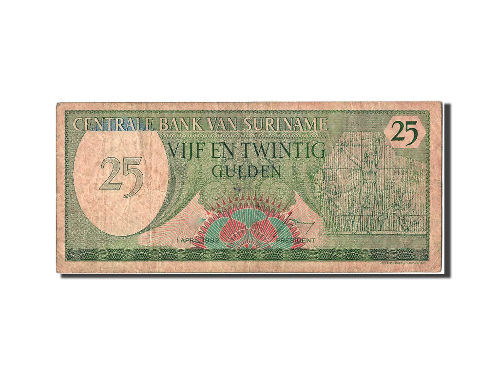 Suriname, 25 Gulden, 1982, KM #127a, 1982-04-01, VF(20-25), 0416692251