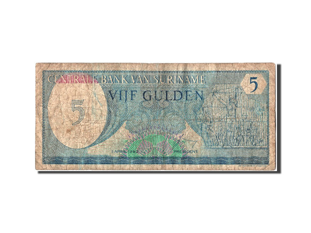 Banknote, Suriname, 5 Gulden, 1982, 1982-04-01, VF(20-25)