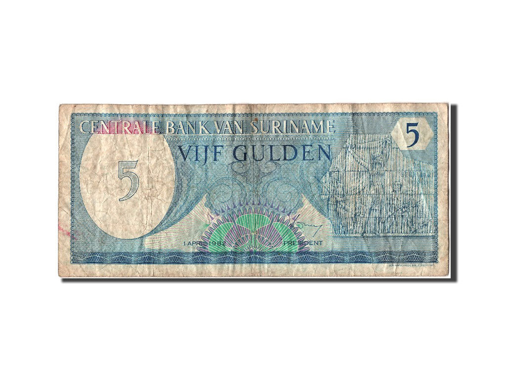 Banknote, Suriname, 5 Gulden, 1982, 1982-04-01, VF(20-25)