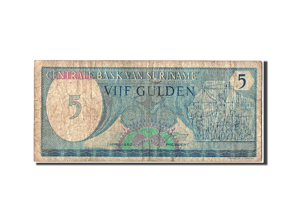 Banknote, Suriname, 5 Gulden, 1982, 1982-04-01, VF(20-25)