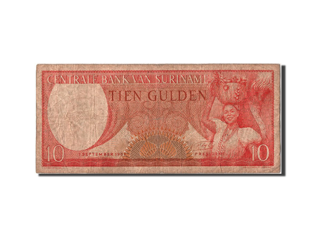 Suriname, 10 Gulden, 1963, KM #121, 1963-09-01, VF(20-25), HT003037