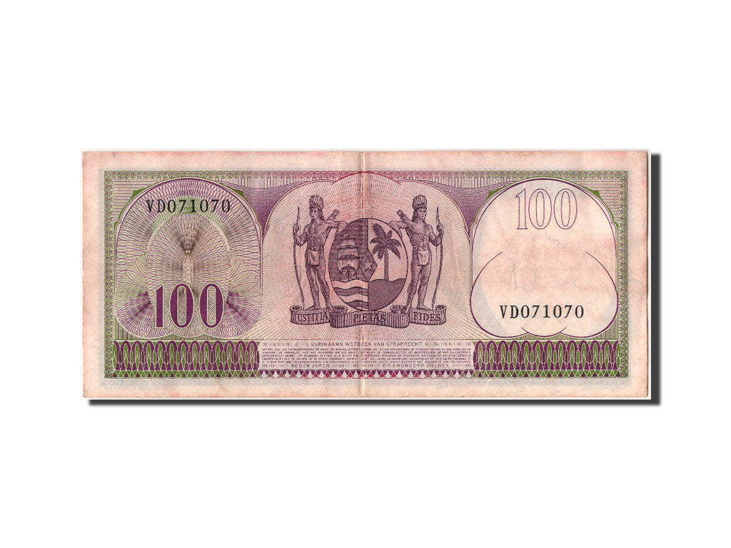 Suriname, 100 Gulden, 1963, KM #123, 1963-09-01, AU(50-53), VD071070