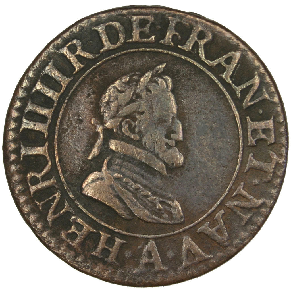 FRANCE, Double Tournois, 1607, Paris, VF(30-35), Copper, CGKL #222, 2.88