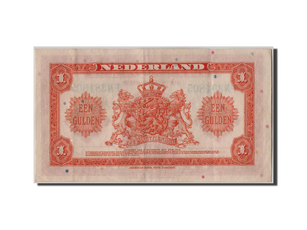Netherlands, 1 Gulden, 1943, KM #64a, 1943-02-04, AU(55-58), FN381805