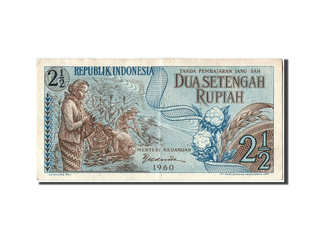Billete, 2 1/2 Rupiah, 1960, Indonesia, MBC
