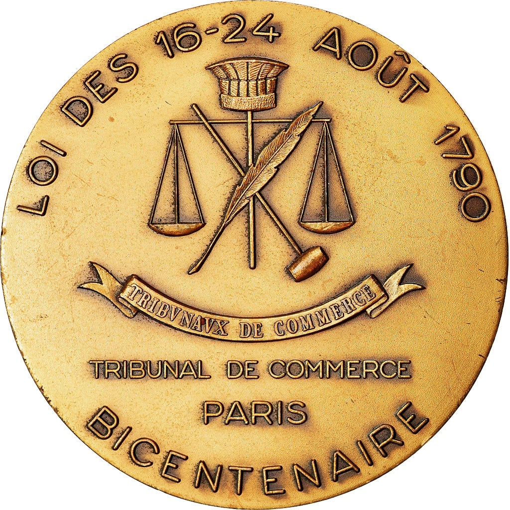 France, Medal, Bicentenaire du Tribunal de Commerce de Paris, 1990, AU(50-53)