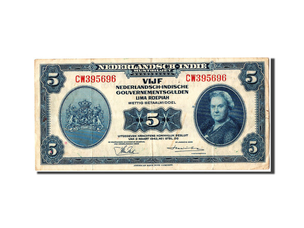Indes Néerlandaises, 5 Gulden type Wilhelmina