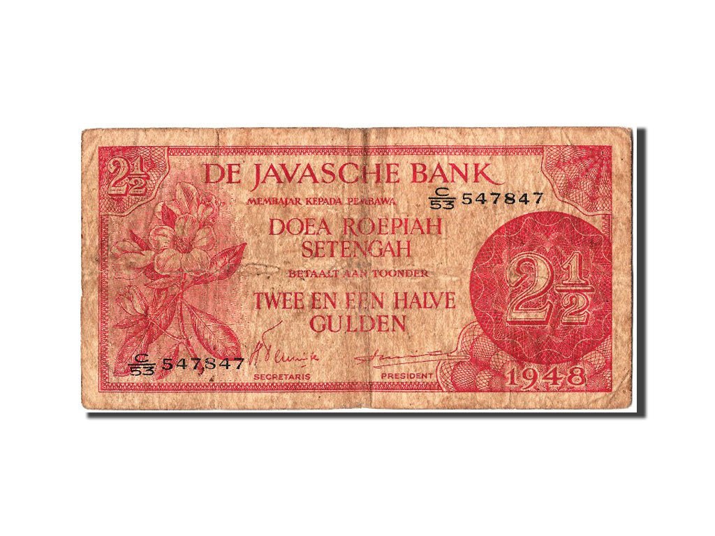 Netherlands Indies, 2 1/2 Gulden, 1948, KM #99, VF(20-25), C/53 547847