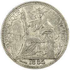 Indochine, 10 Cent, 1885, Paris, AU(55-58), Silver, Lecompte #129, 2.72