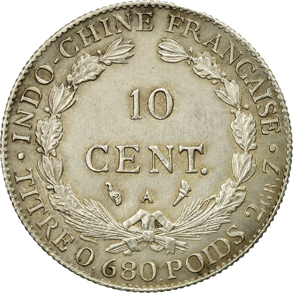 Coin, French Indochina, 10 Cents, 1921, Paris, AU(55-58), Silver, Lecompte:162