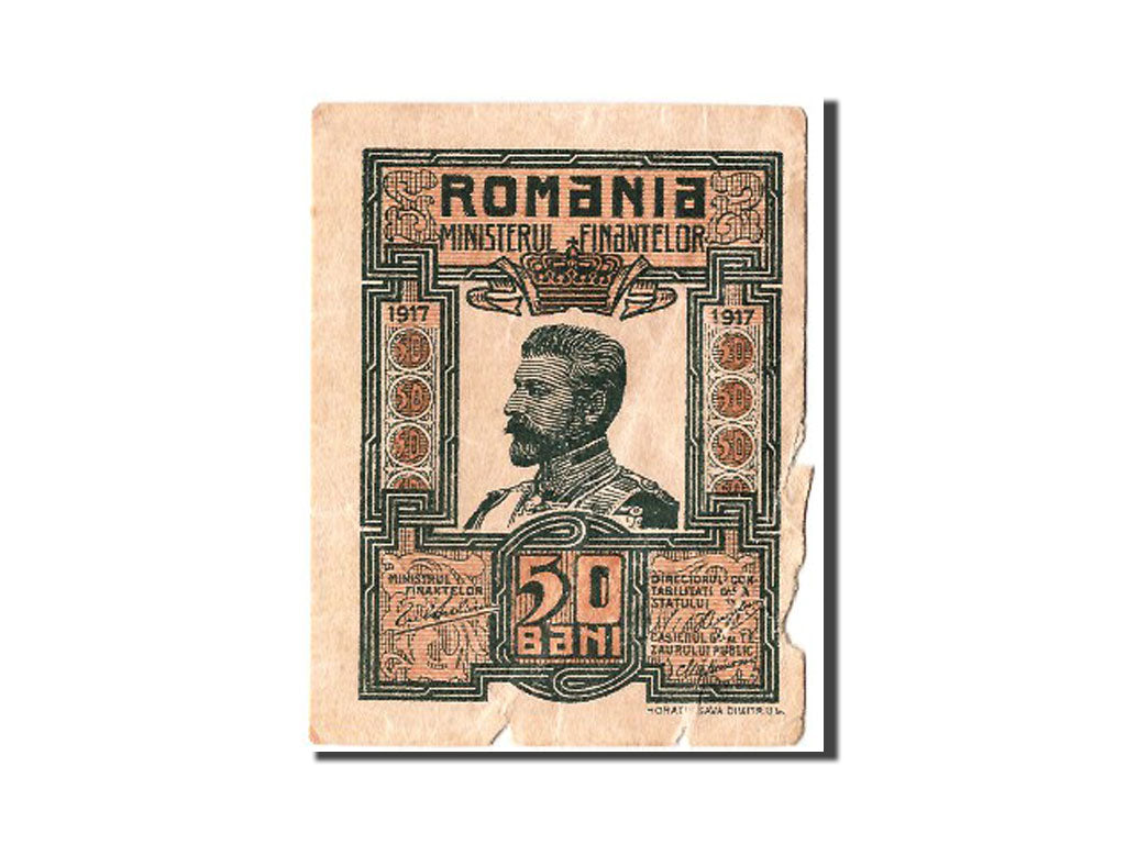 Romania, 50 Bani, 1917, KM #71, AU(50-53)