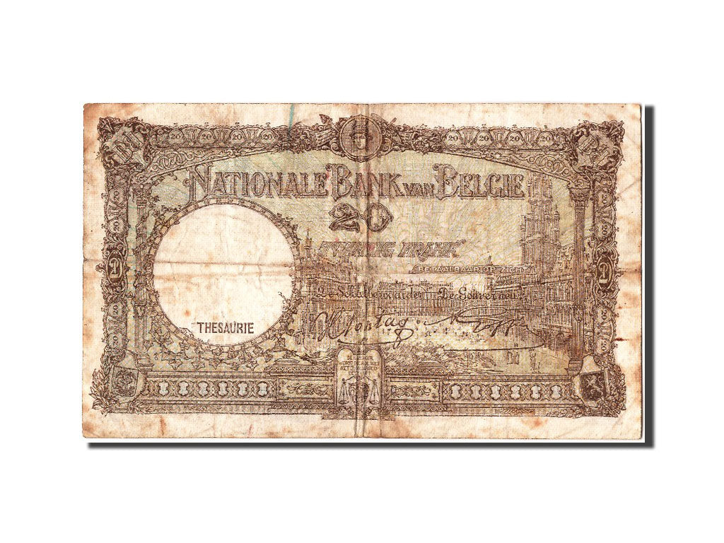 Belgium, 20 Francs, 1943, KM #111, 1943-02-08, VF(20-25), 10074Y0845