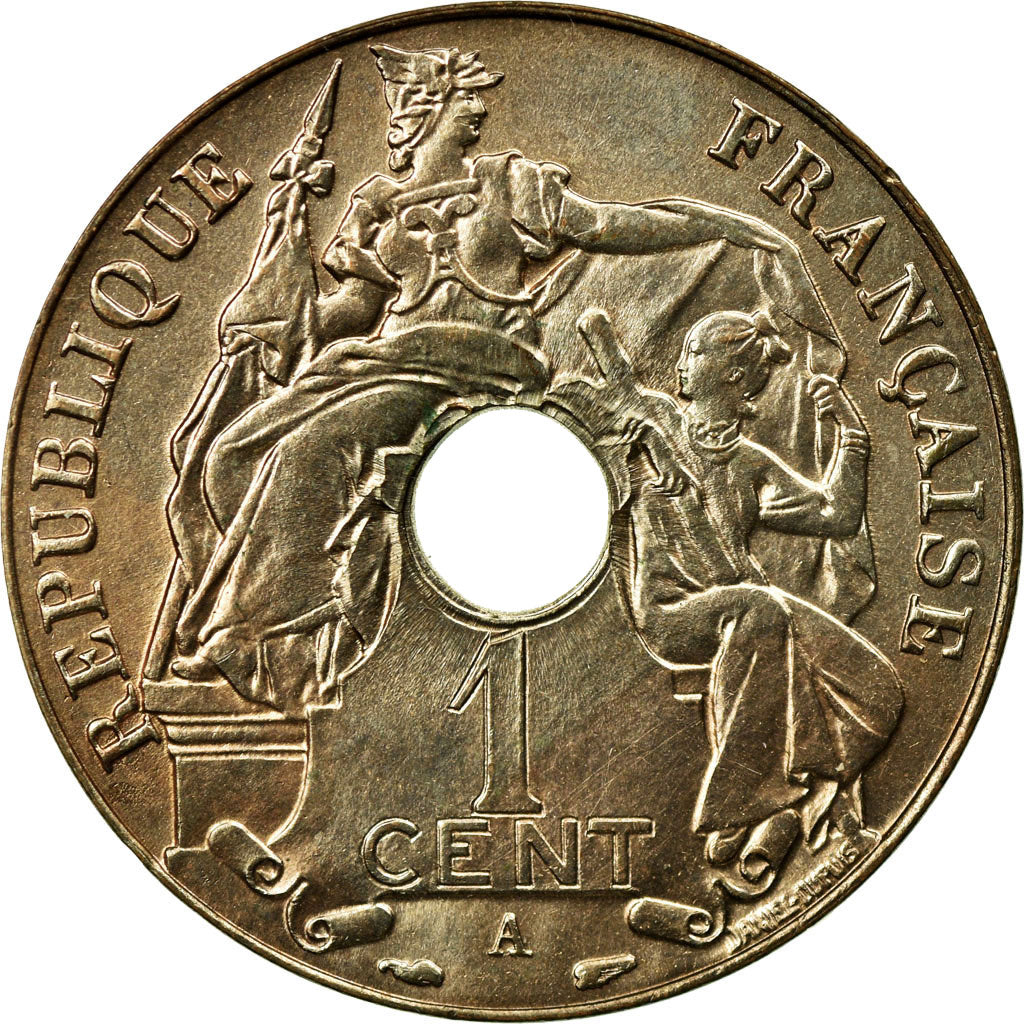 Moneda, Indochina francesa, Cent, 1938, Paris, EBC, Bronce, Lecompte:99