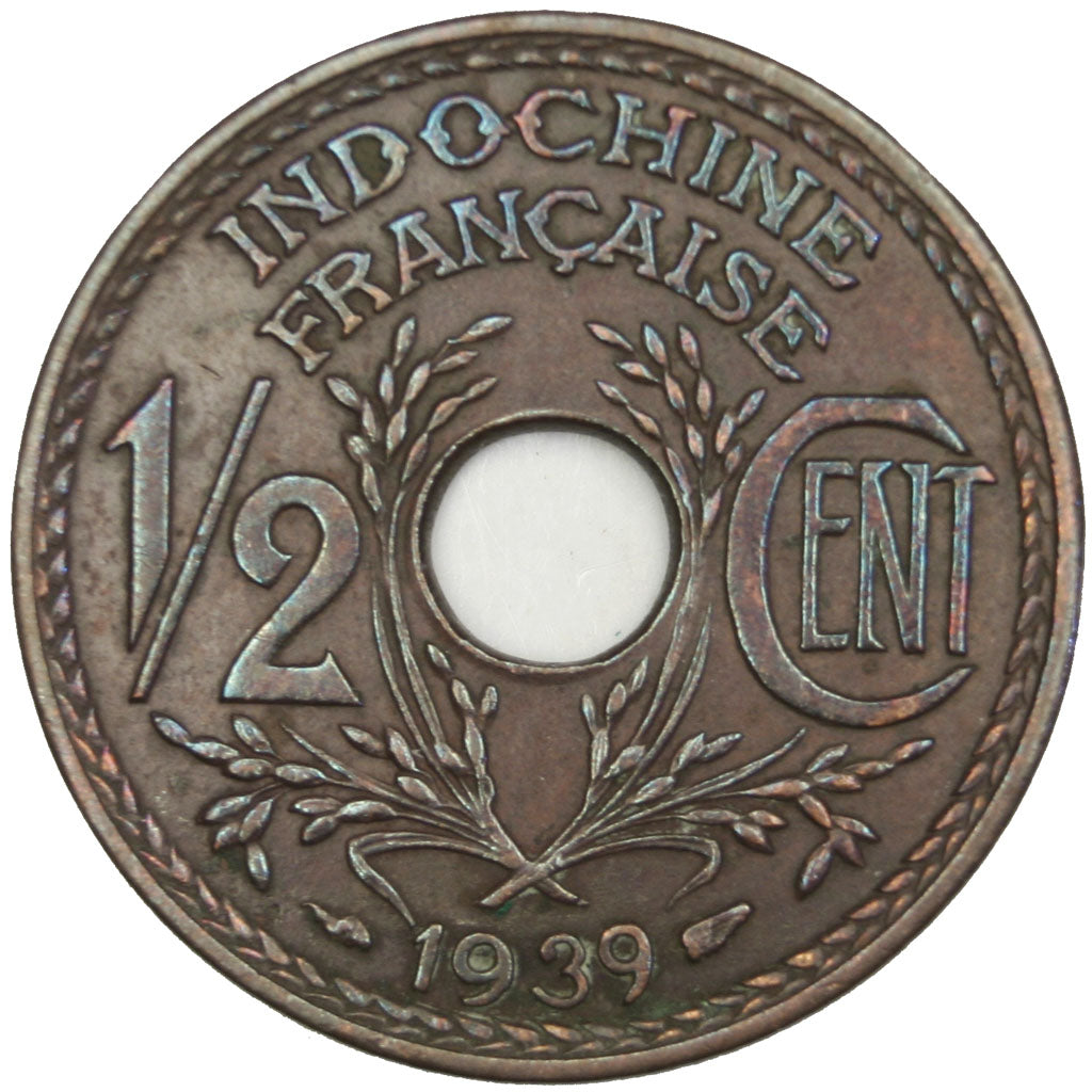 Indocina, 1/2 Cent, 1939, BB, Bronzo, Lecompte:31