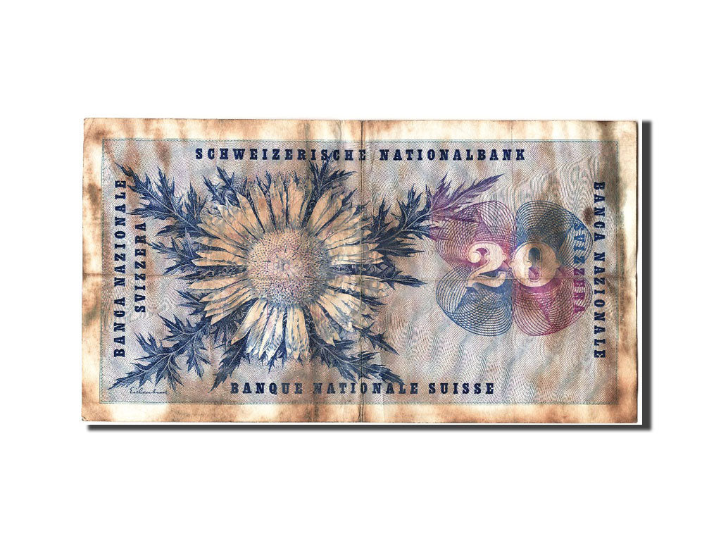 Switzerland, 20 Franken, 1961, KM #46i, 1961-08-26, VG(8-10), 32I 010455
