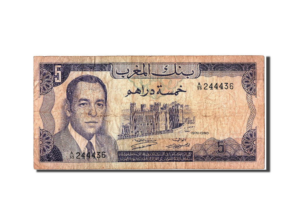 Morocco, 5 Dirhams, 1970, KM #56a, VF(20-25), A/99 244436