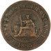 FRENCH INDO-CHINA, Cent, 1885, Paris, KM #1, AU(50-53), Bronze, 31, Lecompte...