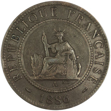 Indochine, 1 Cent, 1886, Paris, EF(40-45), Bronze, Lecompte #38, 10.12