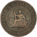 Indochine, 1 Cent, 1887, Paris, EF(40-45), Bronze, Lecompte #39, 9.64