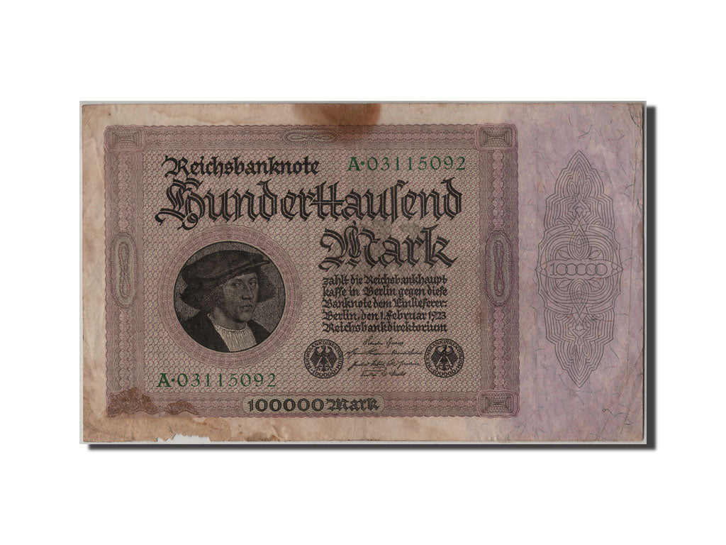 Banknote, Germany, 100,000 Mark, 1923, 1923-02-01, F(12-15)