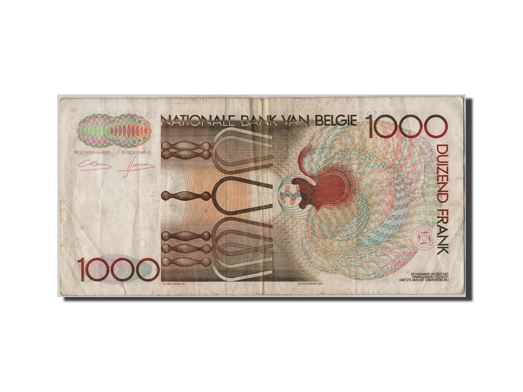 Billete, 1000 Francs, Bélgica, BC+