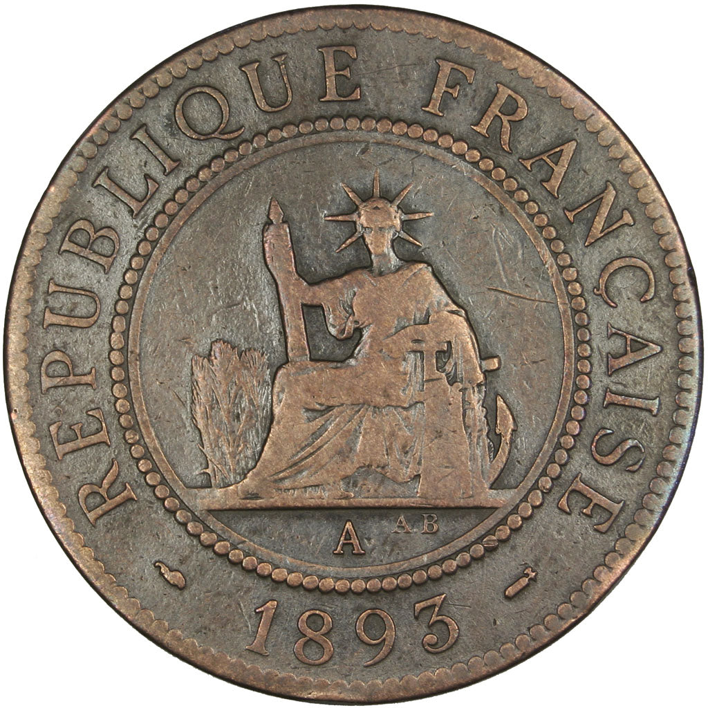 Indochine, 1 Cent, 1893, Paris, VF(20-25), Bronze, Lecompte #44, 9.72
