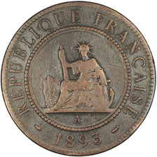Indochine, 1 Cent, 1893, Paris, VF(20-25), Bronze, Lecompte #44, 9.72