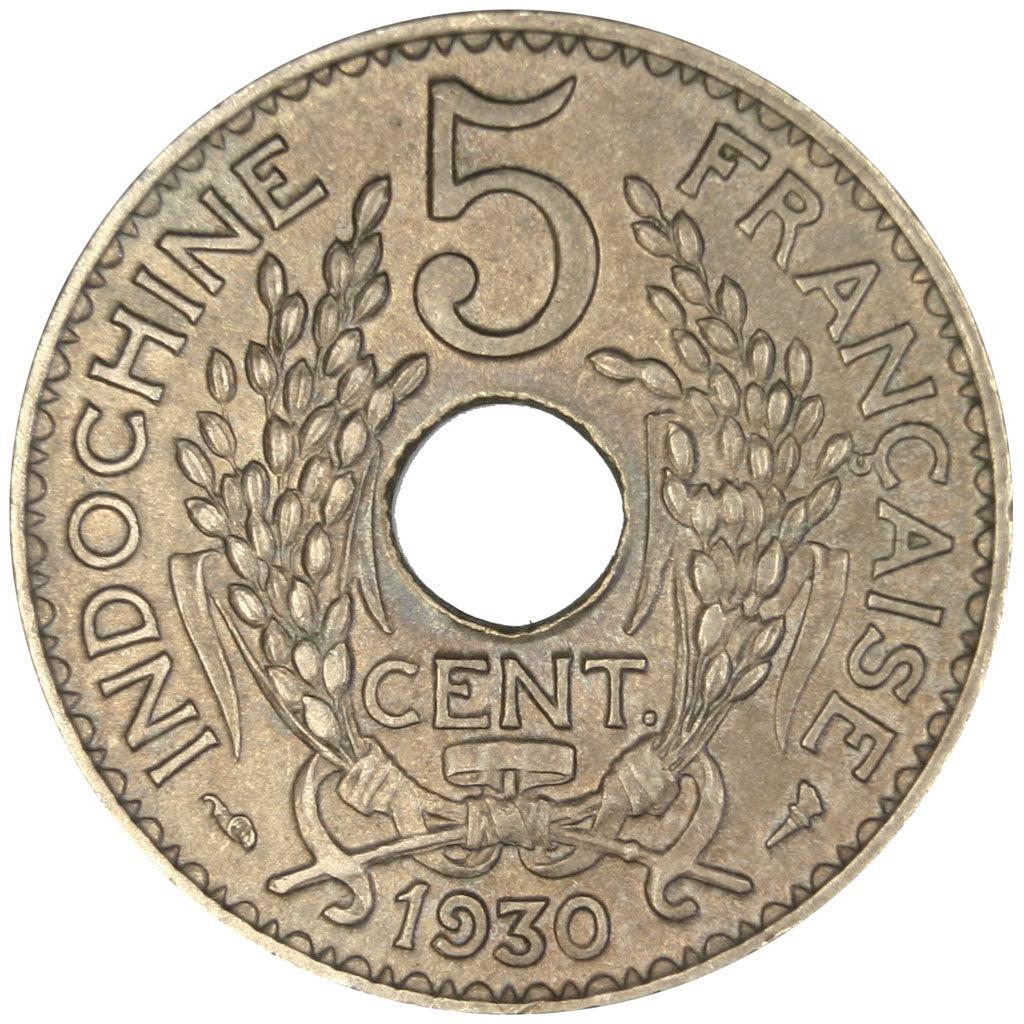 Indochine, 5 Cents, 1930, MS(60-62), Cupro-nickel, Lecompte #117, 4.96