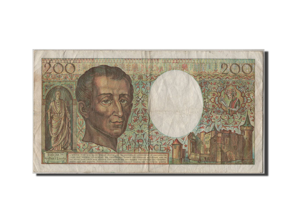 Francia, 200 Francs, 200 F 1981-1994 ''Montesquieu'', 1986, KM:155a, MB, Faye...