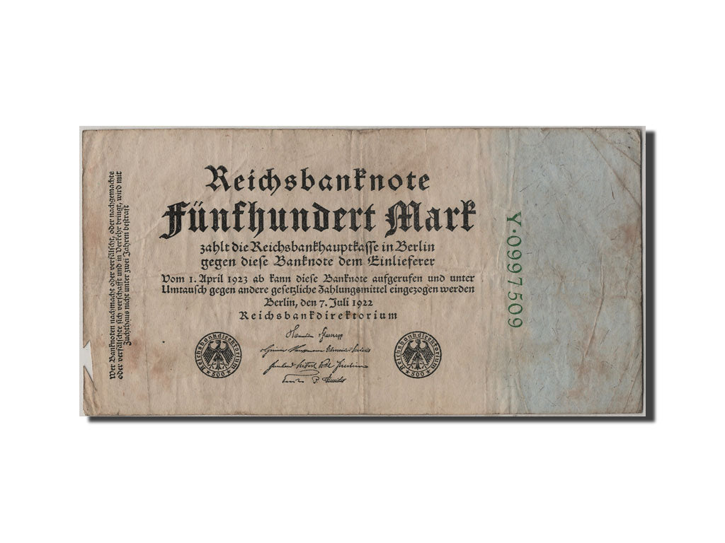 Banconote, Germania, 500 Mark, 1922, 1922-07-07, MB+