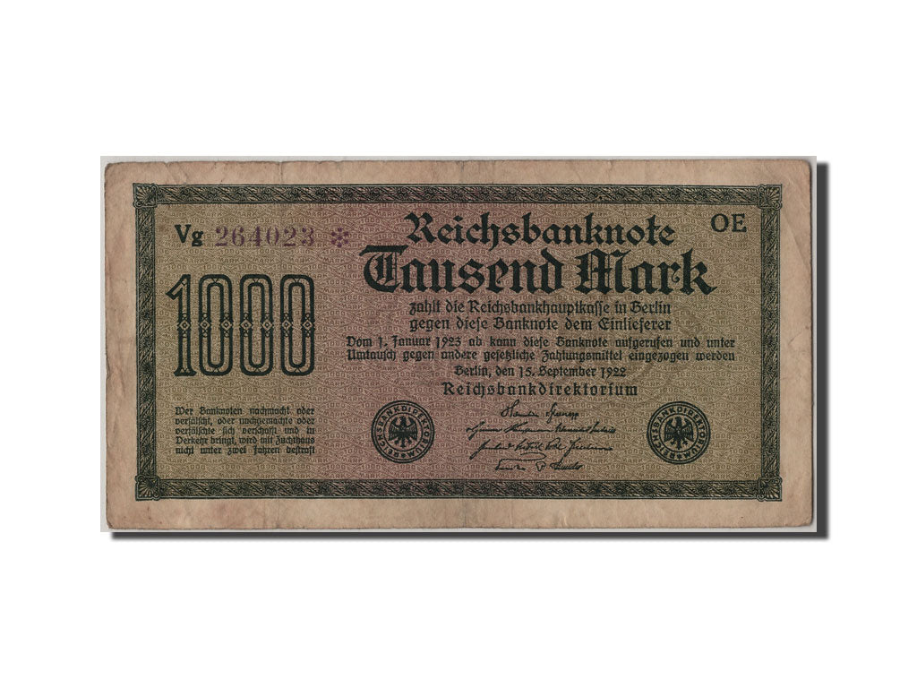 Banconote, Germania, 1000 Mark, 1922, 1922-09-15, MB+