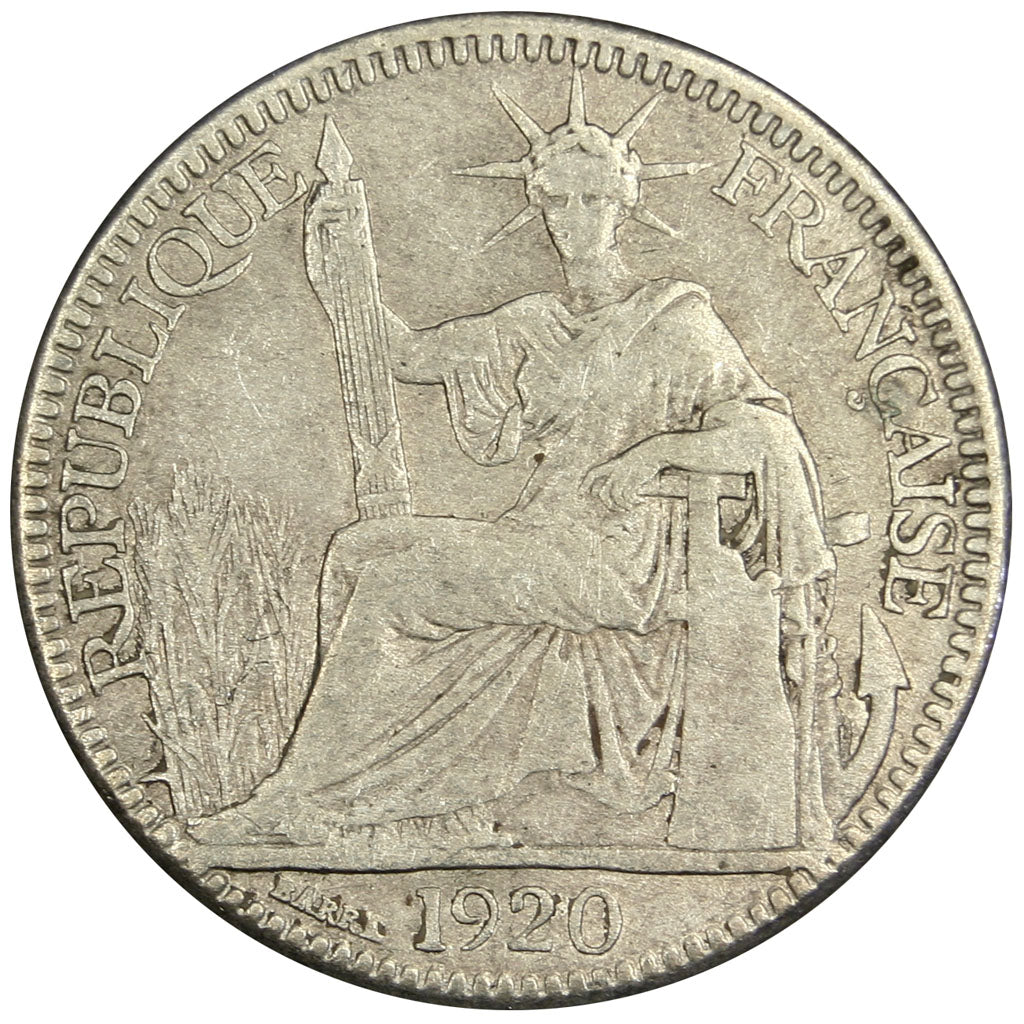 Indocina, 10 Cent, 1920, MB+, Argento, Lecompte:159