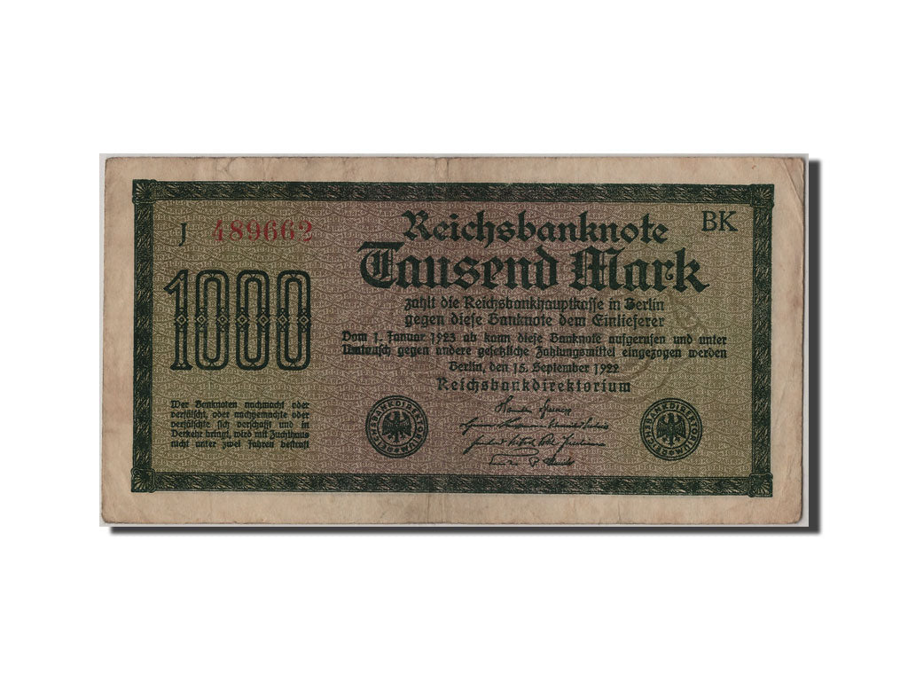 Banknote, Germany, 1000 Mark, 1922, 1922-09-15, EF(40-45)