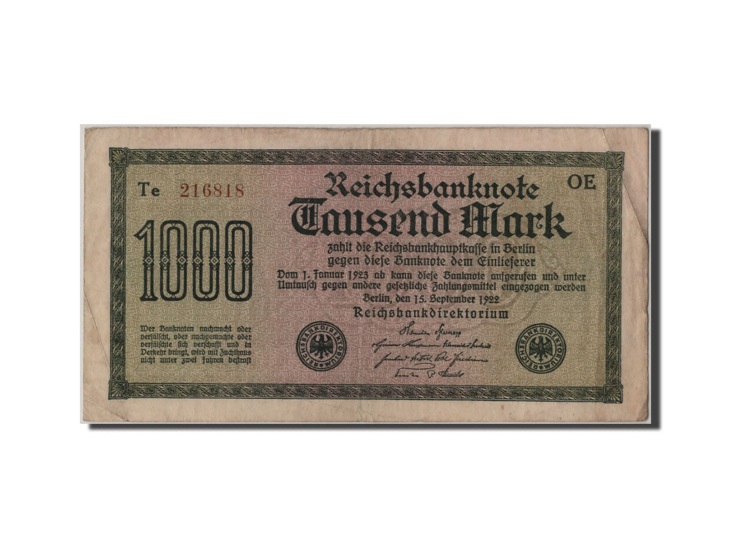 Banconote, Germania, 1000 Mark, 1922, 1922-09-15, BB
