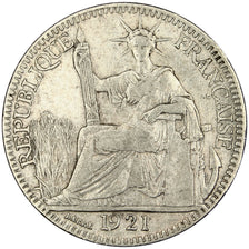 Indochine, 10 Cent, 1921, Paris, EF(40-45), Silver, Lecompte #162, 2.67