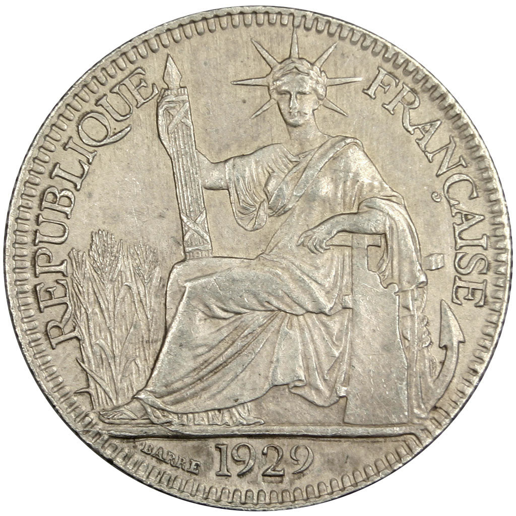 Indochine, 10 Cent, 1929, Paris, MS(60-62), Silver, Lecompte #169, 2.72